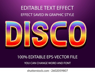 Disco 3d editable text effect template 