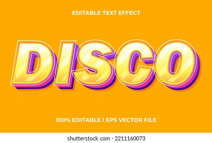 disco 3d text effect with trendy theme. colorful text lettering typography font style