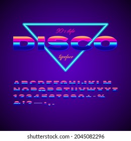 Disco, 3D typeface in retro style. For any projects in the style of the 90s. Vector can be enlarged to any size and used for printing.