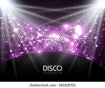 Disco abstract background. Disco ball texture. Spot light rays