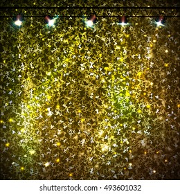 Disco abstract golden neon background