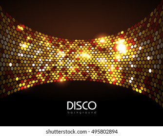 Disco abstract golden neon background