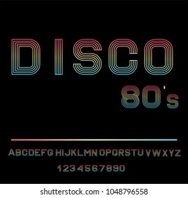 Disco Alphabet. 80 S Retro Font. Vector Disco Alphabet