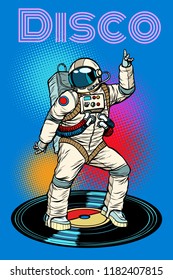 Disco. Astronaut dances. Pop art retro vector illustration vintage kitsch