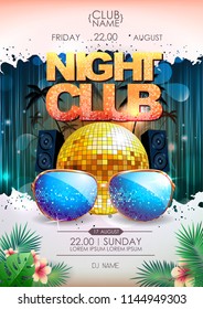 Disco Background. Disco Ball Summer Party Poster. Night Club