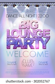 Disco background. Big lounge party poster