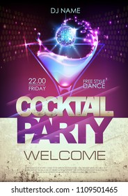 Disco background. Cocktail party poster