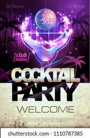 Disco background. Cocktail party poster