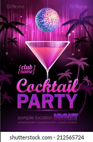 Disco background. Cocktail party poster