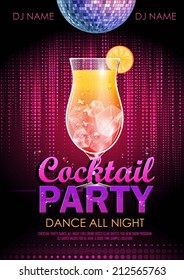 Disco background. Cocktail party poster