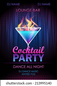 Disco Background. Cocktail Party Poster