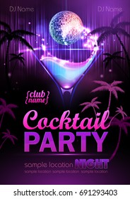 Disco background. Cocktail party poster