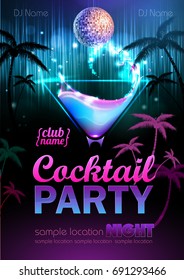 Disco background. Cocktail party poster