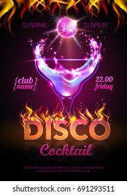 Disco background. Cocktail party poster