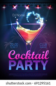 Disco background. Cocktail party poster