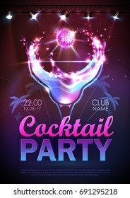 Disco background. Cocktail party poster