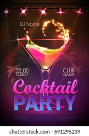 Disco Background. Cocktail Party Poster