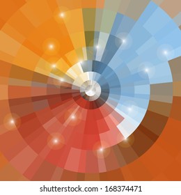 Disco background colored for your design, orange, blue, red, brown with light elements.