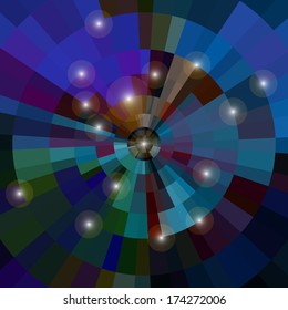 Disco background colored for your design, orange, blue, red, brown with light elements.