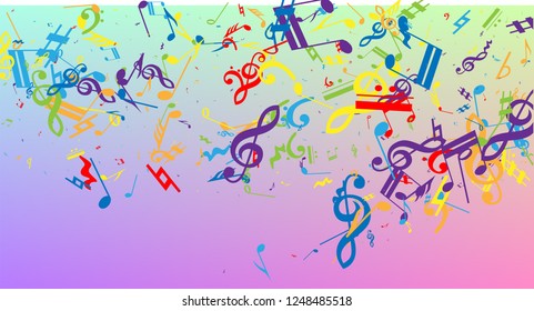 Disco Background Colorful Musical Notes Symbol Stock Vector (Royalty ...