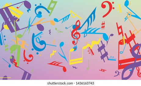 Disco Background Colorful Musical Notes Symbol Stock Vector (Royalty ...