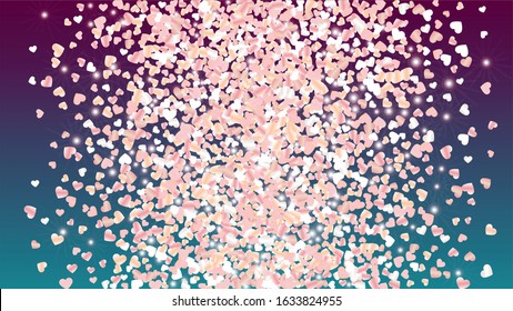 Disco Background with Confetti of Glitter Particles. St. Valentine Day. Holiday pattern. Light Spots. Explosion of Confetti. Glitter Vector Illustration. Design for Template.