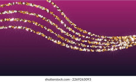 Disco Background with Confetti of Glitter Particles. Sparkle Lights Texture. Holiday pattern. Light Spots. Star Dust. Explosion of Confetti. Design for Magazine.