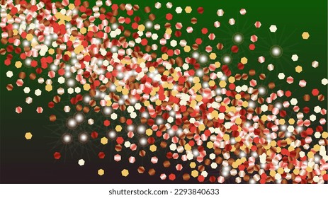 Disco Background with Confetti of Glitter Particles. Sparkle Lights Texture. New Year pattern. Light Spots. Star Dust. Explosion of Confetti. Design for Poster.