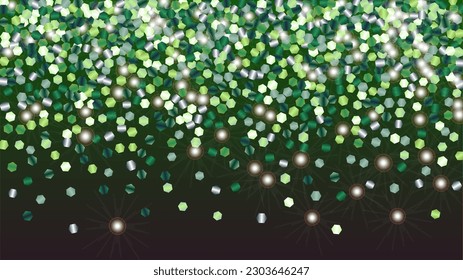 Disco Background with Confetti of Glitter Particles. Sparkle Lights Texture. Christmas pattern. Light Spots. Star Dust. Explosion of Confetti. Design for Cover.