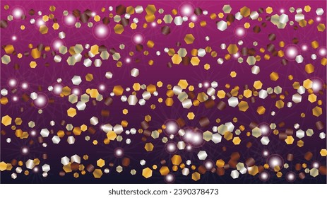 Disco Background with Confetti of Glitter Particles. Sparkle Lights Texture. Anniversary pattern. Light Spots. Star Dust. Explosion of Confetti. Design for Invitation.