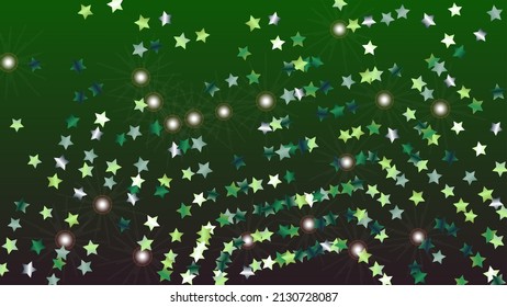 Disco Background with Confetti of Glitter Star Particles. Sparkle Lights Texture. Christmas pattern. Light Spots. Star Dust. Christmass Design. Explosion of Confetti. Design for Web.