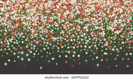Disco Background with Confetti of Glitter Star Particles. Sparkle Lights Texture. New Year pattern. Light Spots. Star Dust. Christmass Design. Explosion of Confetti. Design for Template.