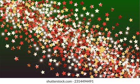 Disco Background with Confetti of Glitter Star Particles. Sparkle Lights Texture. Holiday pattern. Light Spots. Star Dust. Christmass Design. Explosion of Confetti. Design for Magazine.