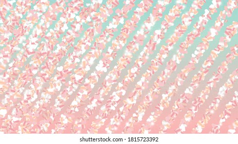 Fondo Disco con Confetti de partículas brillantes del corazón. Día de San Valentín. Patrón de celebración. Puntos de luz. Explosión de Confetti. Ilustración del vector de brillo. Diseño para la cubierta.