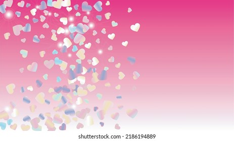 Disco Background with Confetti of Hearts Glitter Particles. St. Valentine Day. Holiday pattern. Light Spots. Explosion of Confetti. Glitter Vector Illustration. Design for Banner.