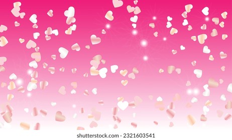 Disco Background with Confetti of Hearts Glitter Particles. St. Valentine Day. Disco pattern. Light Spots. Explosion of Confetti. Glitter Vector Illustration. Design for Sale.