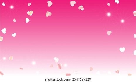 Disco Background with Confetti of Hearts Glitter Particles. St. Valentine Day. Christmas pattern. Light Spots. Explosion of Confetti. Glitter Vector Illustration. Design for Print.