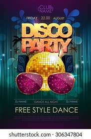 Disco background. Disco party poster 