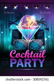 Disco ball background. Disco cocktail party poster 