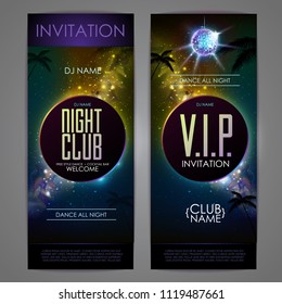 Disco ball background. Disco party poster on open space background