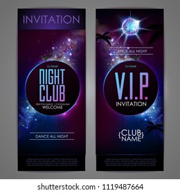 Disco ball background. Disco party poster on open space background