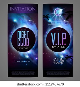 Disco ball background. Disco party poster on open space background