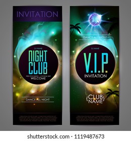 Disco ball background. Disco party poster on open space background