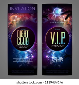 Disco ball background. Disco party poster on open space background