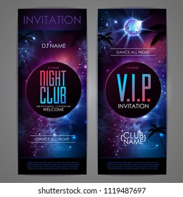 Disco ball background. Disco party poster on open space background