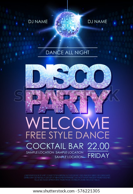 Disco Ball Background Disco Party Poster Stock Vector (Royalty Free ...