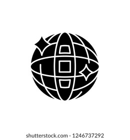 Disco ball black icon, vector sign on isolated background. Disco ball concept symbol, illustration 