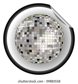 disco ball black sticker, vector art illustration