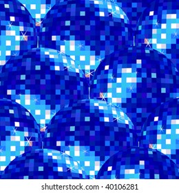 disco ball blue pattern, vector art illustration