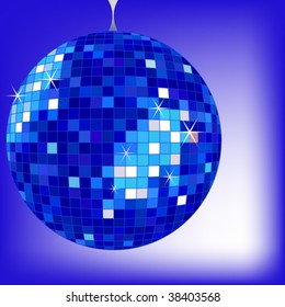 disco ball blue, vector art illustration; more disco balls and drawings in my gallery